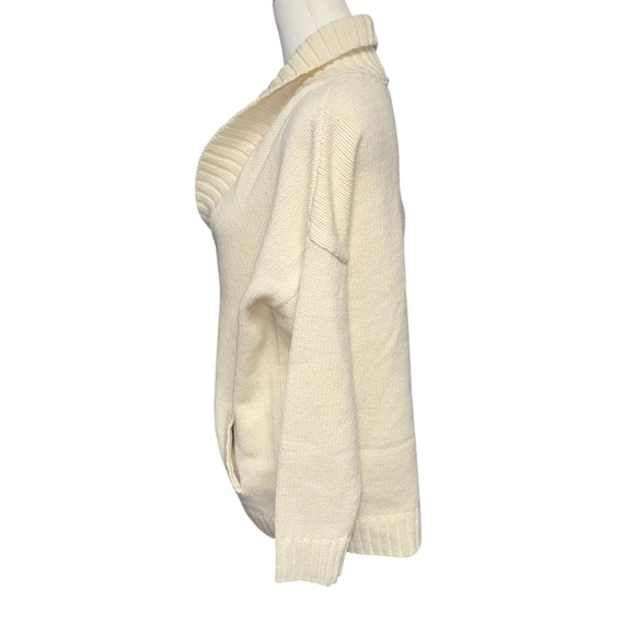 L.L.Bean Classic Ragg Lambswool Cardigan shawl collar toggle buttons cream sz XL - Picture 6 of 13